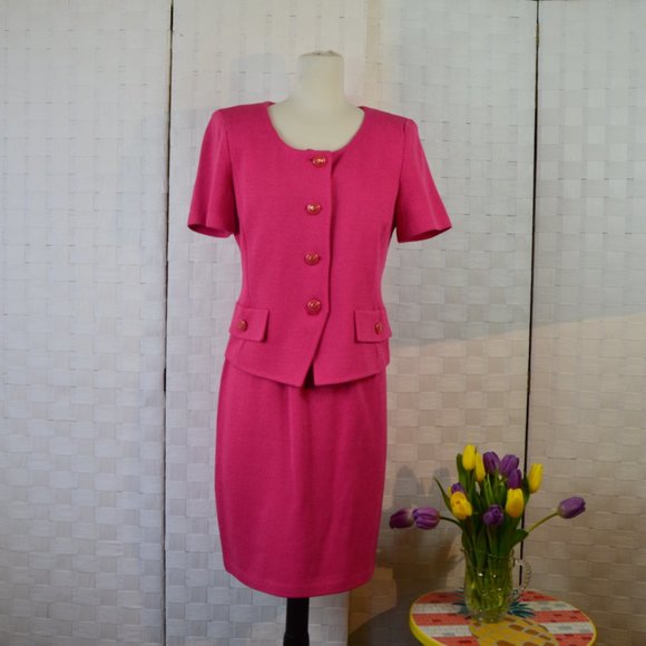 St. John Collection Dresses & Skirts - St. John by Marie Gray Skirt Suit, Size 6, Pink,